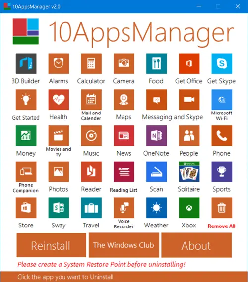 10AppsManager - 免费的Windows10自带应用卸载工具插图
