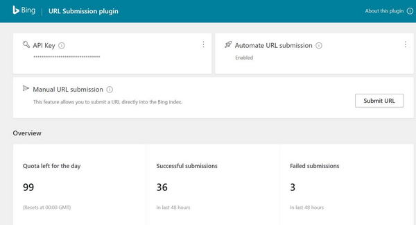[WordPress] Bing URL Submissions v1.0.13 : 微软Bing的SEO收录插件