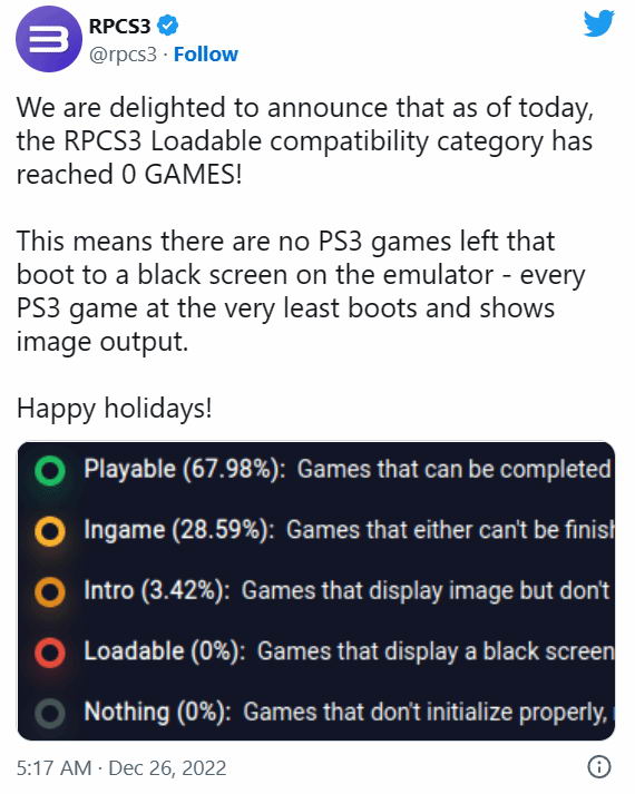 RPCS3团队宣布：PS3模拟器已可运行所有PS3游戏