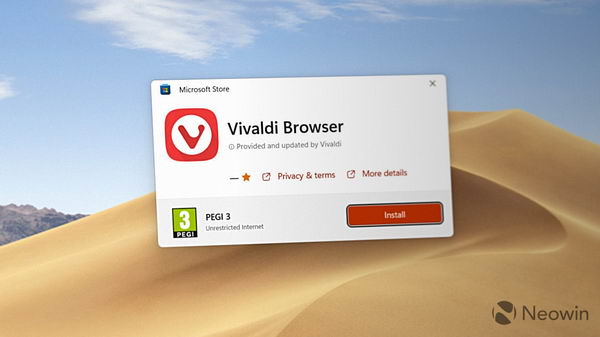 Vivaldi浏览器已上架微软商店