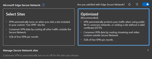 微软Edge VPN已正式开始提供5GB的免费流量(但国内没有)
