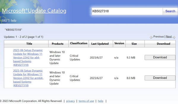 微软关键动态更新KB5027318补丁下载：改善Windows 11 22H2设置和WinRE