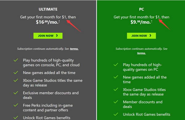 微软XGP和PC Game Pass的1美元试用优惠回归