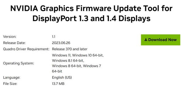 NVIDIA Graphics Firmware Update Tool v1.1 下载