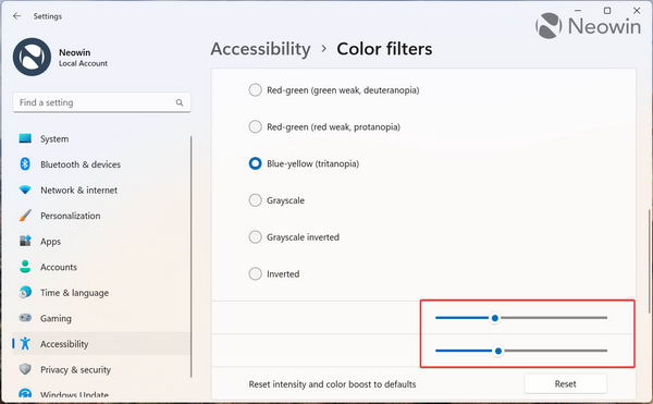 Windows 11将很快允许您调整滤色镜的强度