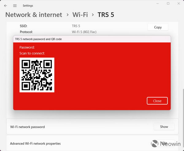 Windows 11 预览版现在可使用二维码共享 Wi-Fi 密码