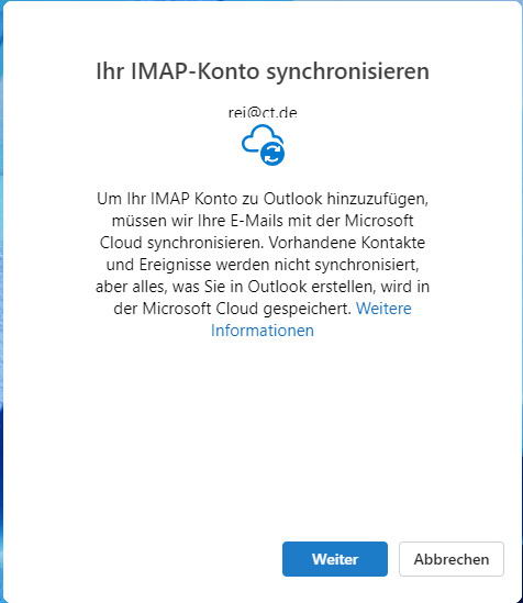 微软建议Outlook用户希望将非 MSA 数据同步到Microsoft 云