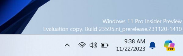 Windows 11 Insider 开发预览版 23595 发布 - 移动了 Copilot 图标位置及其他内容