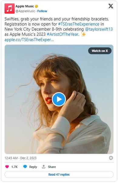 Apple Music 将举办活动表彰 Taylor Swift 成为 2023 年度艺术家插图1