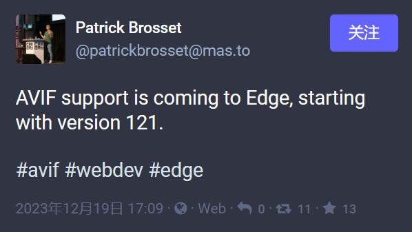 微软 Edge 121 终于带来了 AVIF 支持