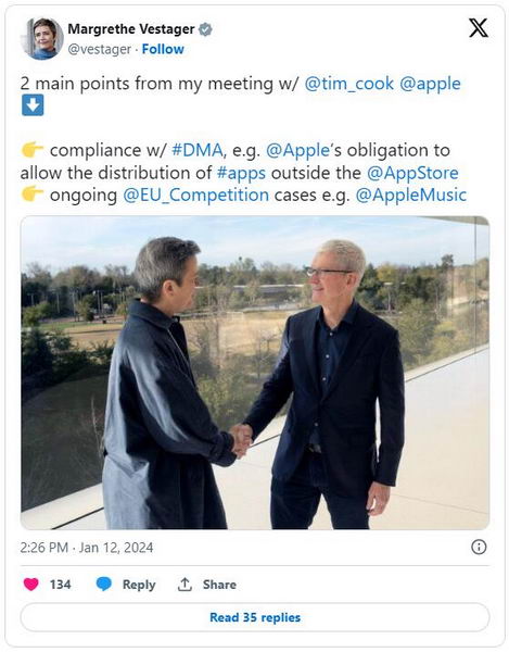 欧盟反垄断局长致库克：苹果必须允许第三方应用程序商店插图1