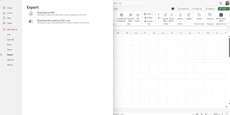 Microsoft Excel 网络版新增 CSV 文件格式导出工作表插图