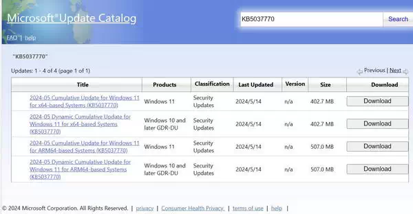 Windows 11 23H2、22H2 KB5037771 和 21H2 KB5037770 补丁下载