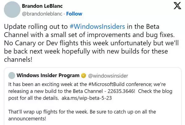 Windows 11 Insider Beta Build 22635.3646 KB5037858 发布