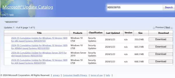 微软 Windows 10 KB5039705 补丁下载：修复了 KB5037765 