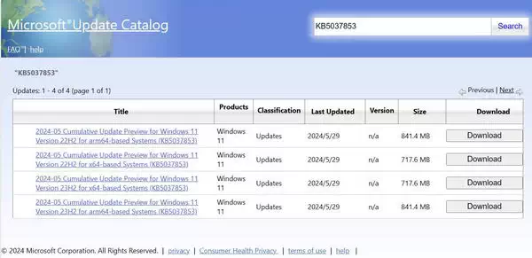 Windows 11 22H2 和 23H2 KB5037853 补丁下载
